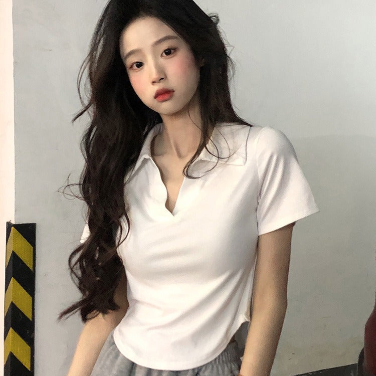 plain shirt with a simple collar and short sleeves