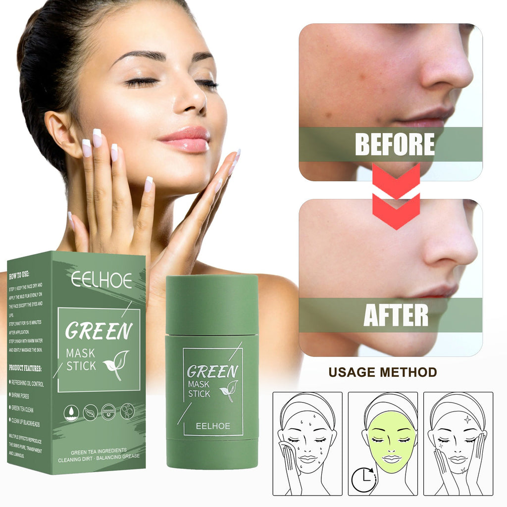 20.38 USD - EELHOE Green Tea Solid Mask - Cleansing and Hydrating Stick Mask - Pore Minimizer - Applicator - Clay Mask