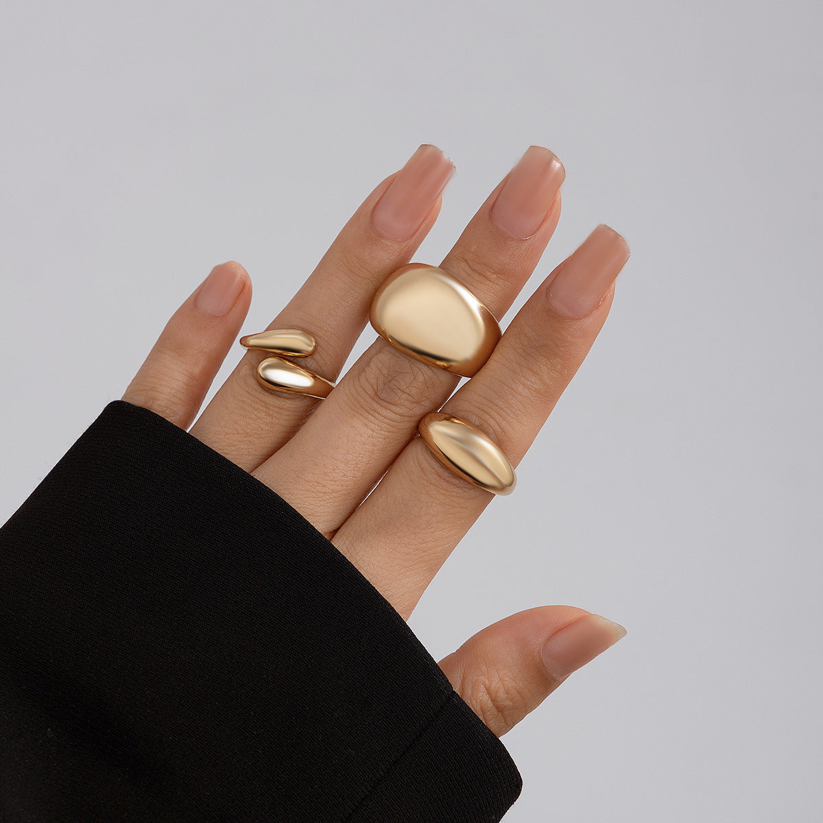 USD 7.70 - Geometric ring, open niche ring, index finger ring, curved lava metal ring
