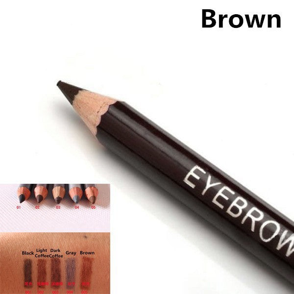 Lápiz de cejas de leopardo para mujer, resistente al agua, negro, marrón, color café, con pincel, herramienta de maquillaje para ojos