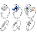 USD 13.97 - 6Pcs Silver Plated Rings Set, Anxiety Rings for Women, Adjustable Open Rings, Stackable Knuckle Rings, Fidget Rings, Gift for Women Men Girls