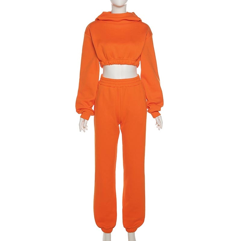 26,66 USD - Ensemble de survêtement décontracté chic automne-hiver pour femme, composé d'un sweat à capuche à manches longues et d'un pantalon, style streetwear sport.