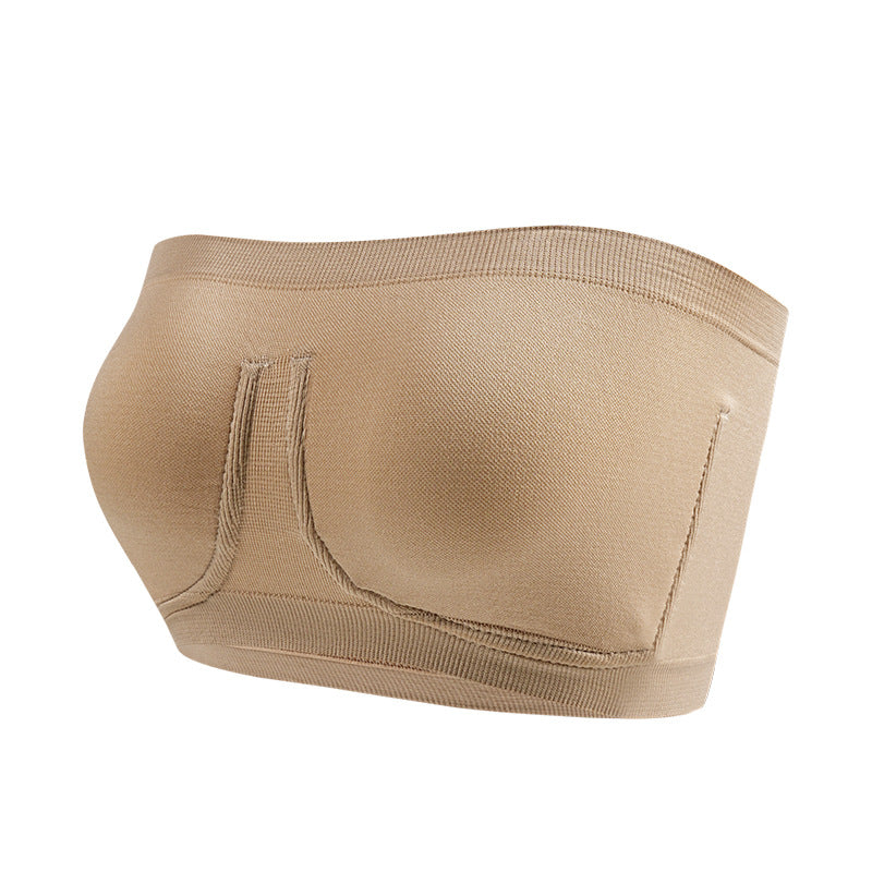 $9.31 USD - Strapless Bandeau Bra, Plus Size, Faux Steel, Sports Underwear