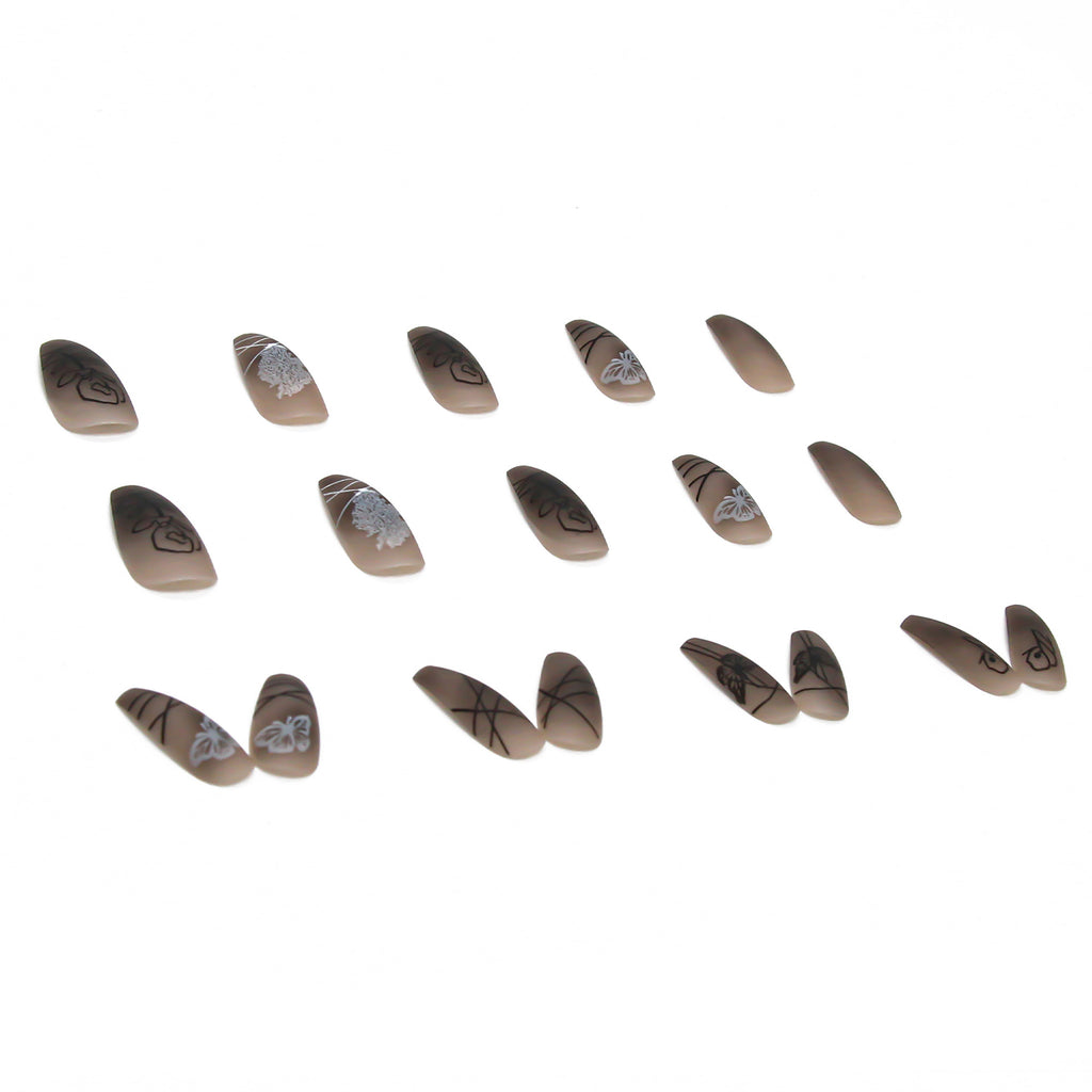 Long black butterfly ballet style manicure, custom nail pieces, removable nails