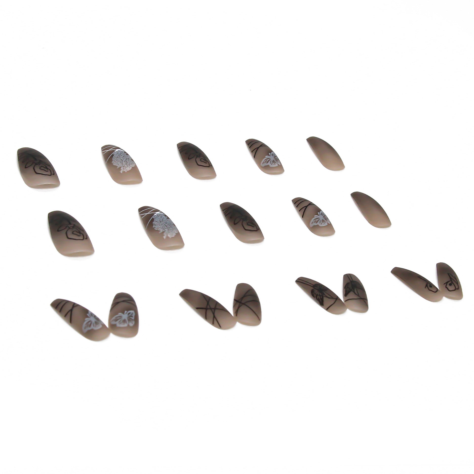 Long black butterfly ballet style manicure, custom nail pieces, removable nails