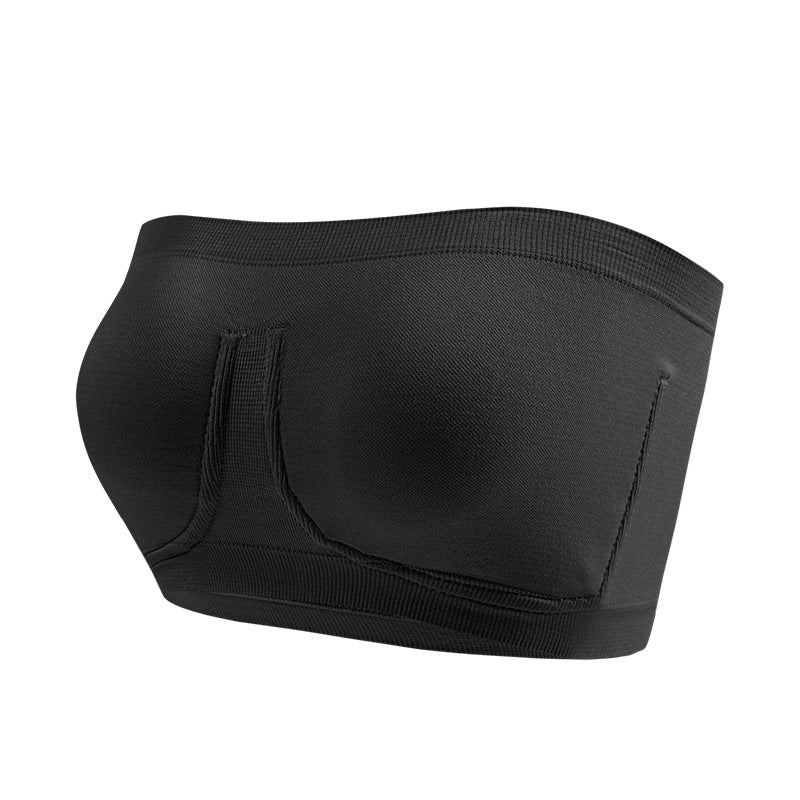 Sujetador bandeau sin tirantes, estilo bandeau, talla grande, imitación acero, ropa interior deportiva