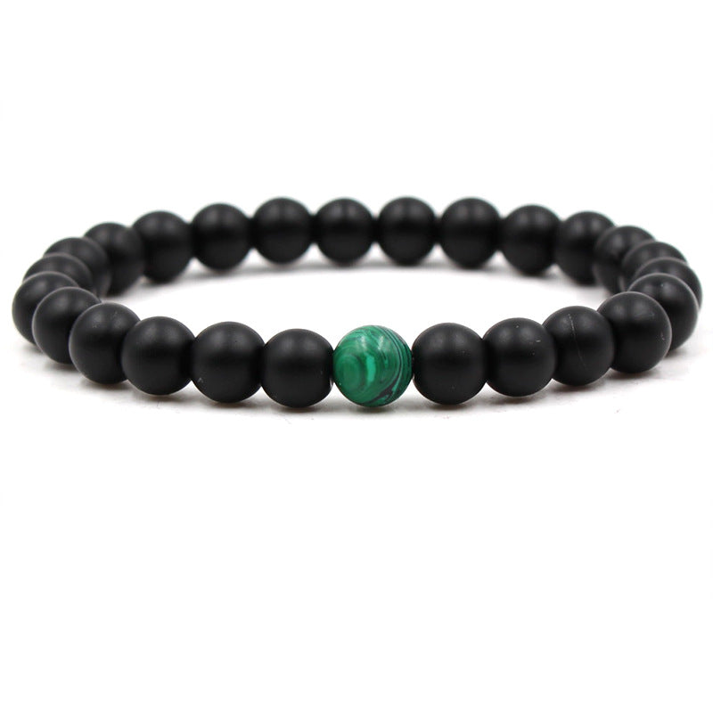 13.39/15.72 USD - 8mm Black Matte Frosted Malachite Couple Bracelet