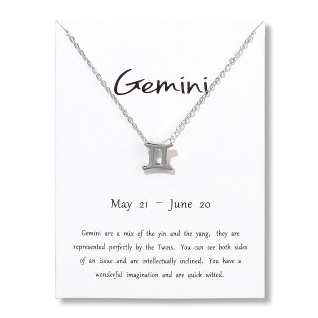 Collier pendentif zodiaque 12 constellations avec carte blanche