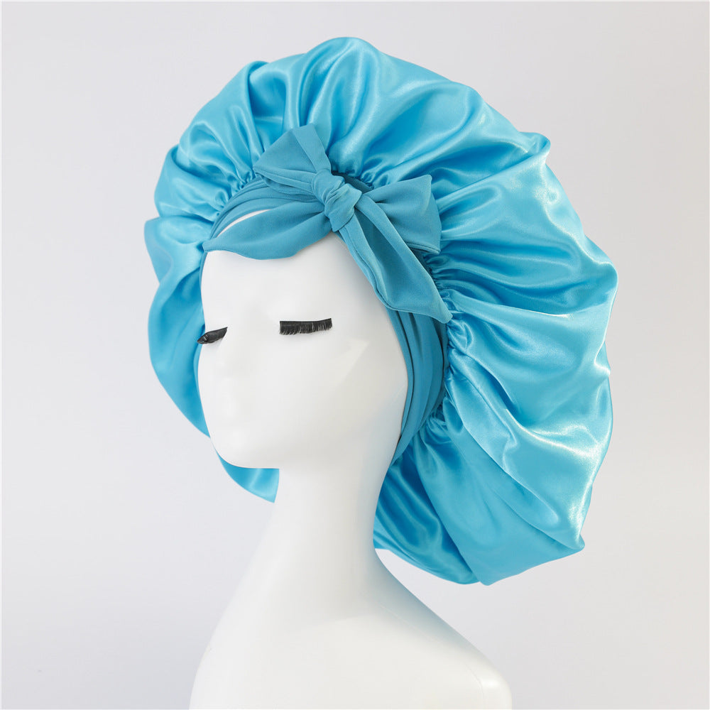 17,44 USD - Chapeau rond à nœud élastique, bonnet de nuit uni, foulard de coiffure à large bord, chapeau