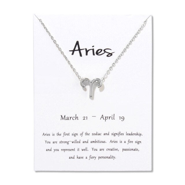Collier pendentif zodiaque 12 constellations avec carte blanche