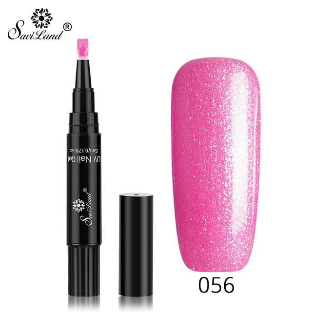 15.12 USD - Saviland 3-in-1 New Gel Nail Polish Pen: Glitter, Easy Application, 60 Colors, UV Hybrid Gel Polish, Easy to Use.