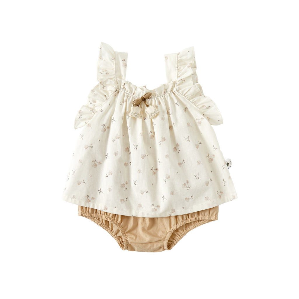 Ensemble deux pièces à motifs floraux pour filles, tenue d'été légère, style décontracté et tendance