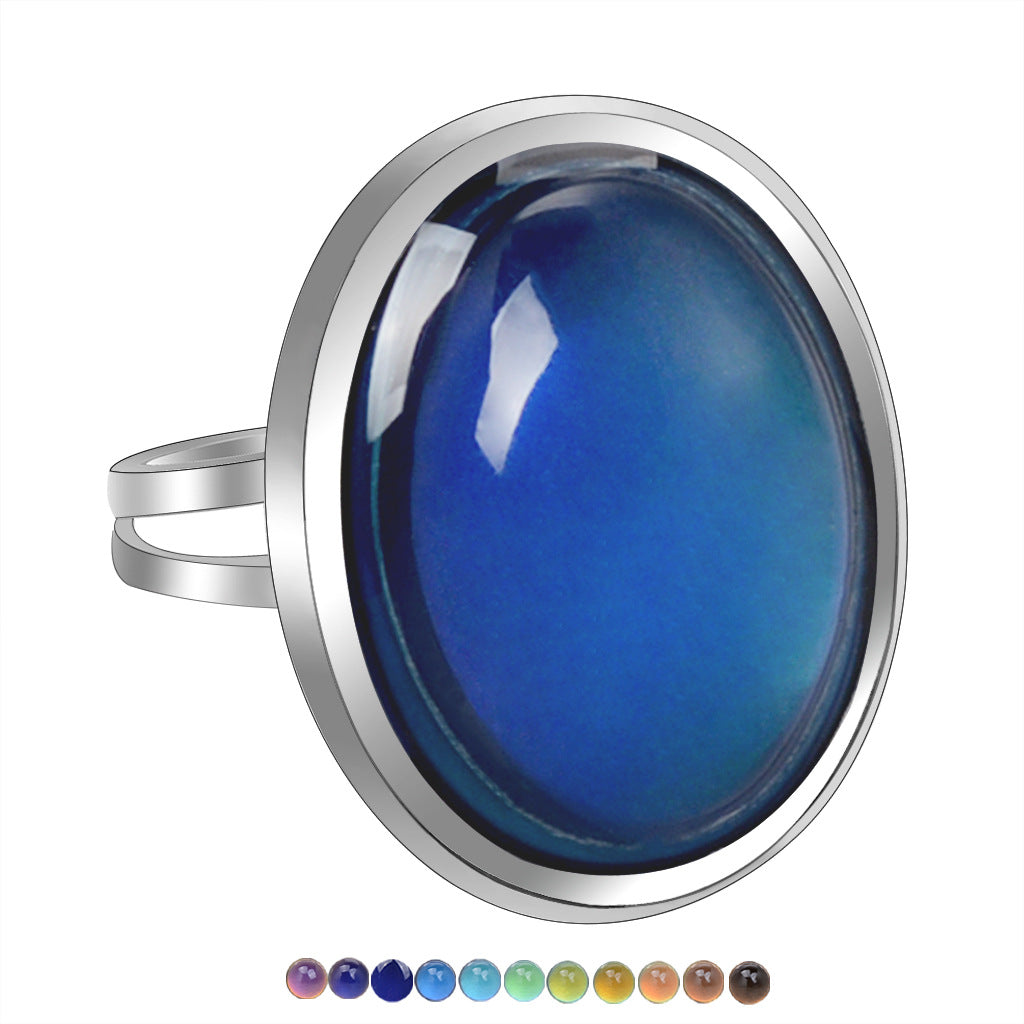 USD 13.98 - Vintage thermochromic ring for women, glamorous and elegant style, adorned with gemstones.