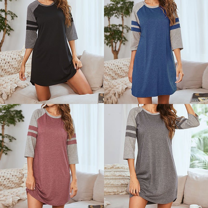23,29 USD - pyjama d'intérieur à manches courtes et col rond, color block, pour femmes