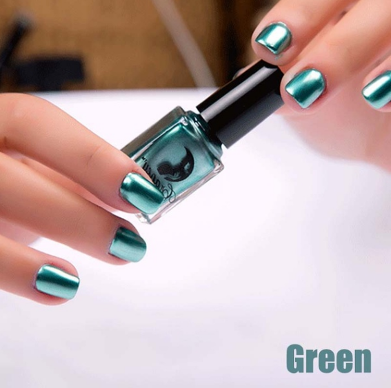 11.64 USD - Trendy and Sexy Metallic Nail Polish for Women, 14 Colors, 6ml, Mirror Effect, Makeup Accessories.