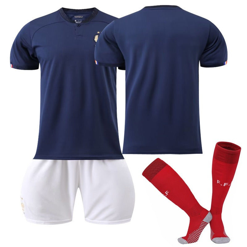Ensemble de maillots domicile Coupe du Monde n° 10 Mbappé, 19 Benzema, 11 Dembélé, 9 Giroud