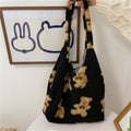 $17.71 - Women's lambskin-look tote bag, soft and fluffy canvas, teddy bear style, large capacity, soft, ideal for shopping or school. Cute school bag for girls.