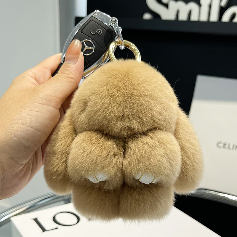 17,46 USD - Adorable lapin Rex en fourrure, porte-clés/pendentif/mini-sac en peluche, ornement lapin