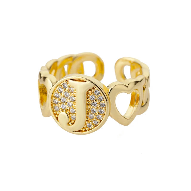 USD 7.92 - Women's Rainbow Zircon Initial Ring, Gold Stainless Steel, Adjustable, Bohemian Style. Couple Ring. Baguette Style Jewelry.