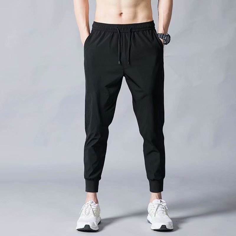 17,47 USD - Pantalon en soie glacée fine pour homme, pantalon d'affaires, pantalon décontracté, pantalon de sport tendance à jambes droites et amples