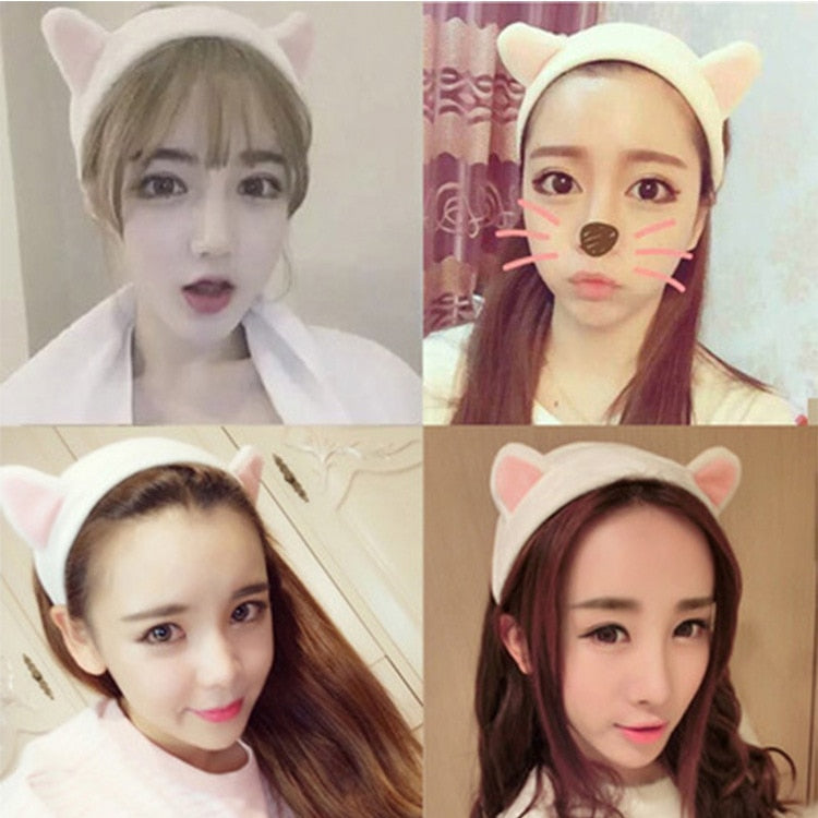 $15.37 - Cute Cat Ears Headband, Turban, Spa Accessory, Hair Elastic, Clips, Makeup Accessories