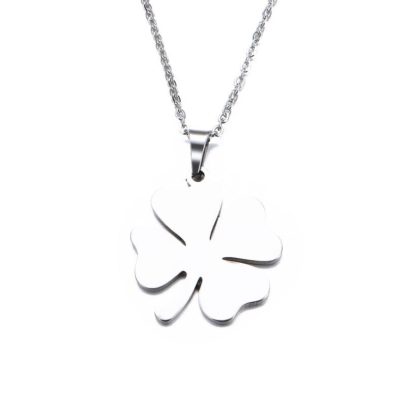 13,97 USD - Collier DOTIFI en acier inoxydable pour femme et homme, pendentif trèfle couleur or et argent.