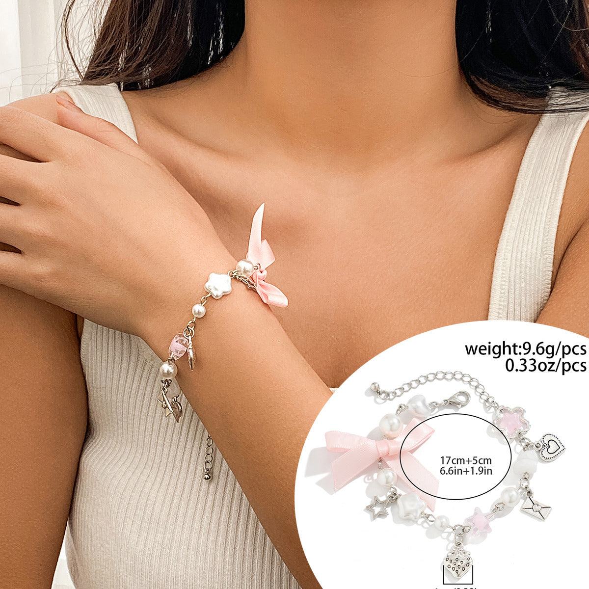 $8.14/9.30 USD - Simple and Versatile Magnetic Heart Tassel Star Pendant Bracelet