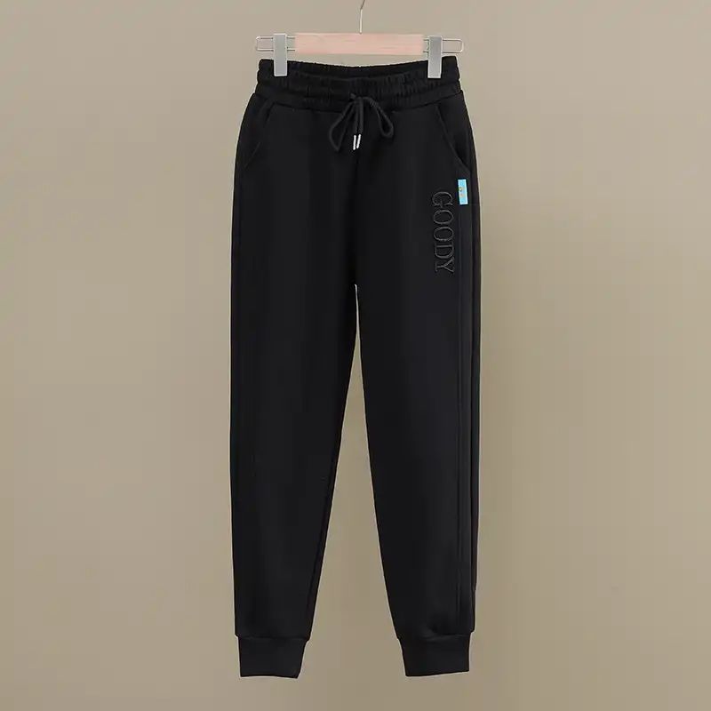 Pantalón de invierno de vellón grueso y holgado para mujer, cintura elástica adelgazante y dobladillo ajustado, estilo bombacho.