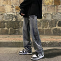 Pantalon Vibe tendance européen et américain, jean gris fumé à pentagramme, coupe ample, jambes droites, style automne-hiver.