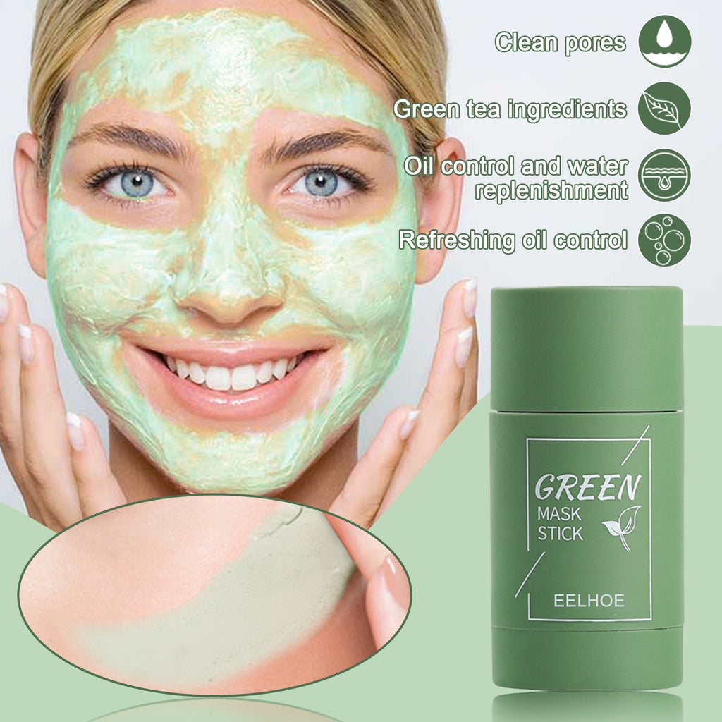 20.38 USD - EELHOE Green Tea Solid Mask - Cleansing and Hydrating Stick Mask - Pore Minimizer - Applicator - Clay Mask