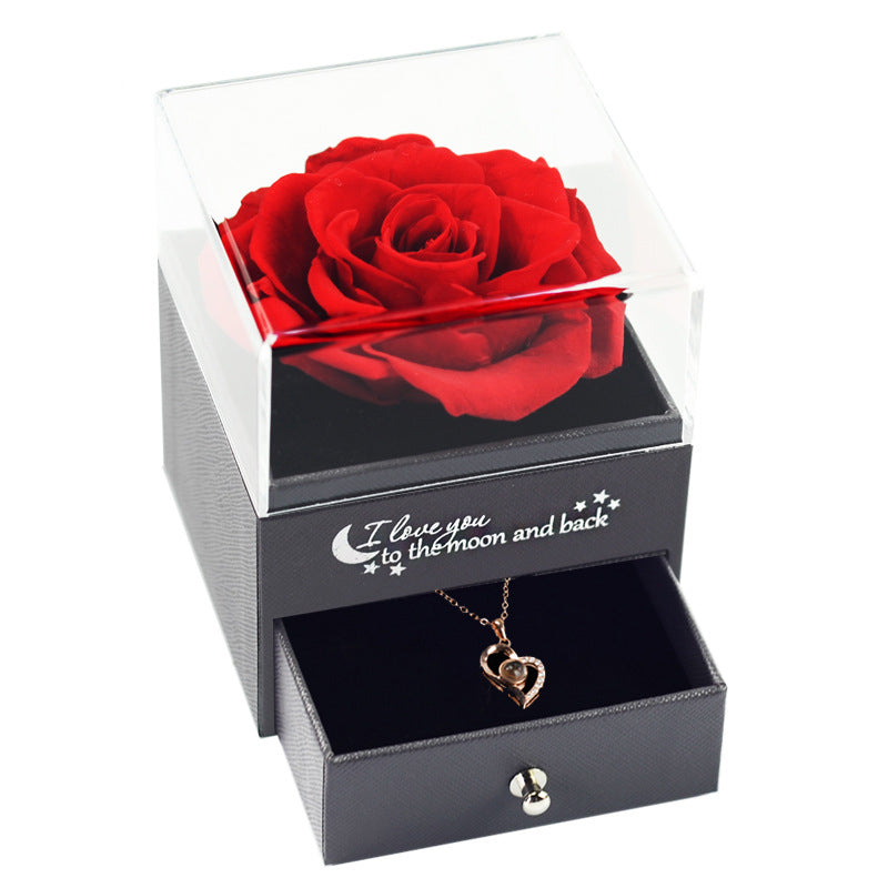 Caja de Joyas Rosa Eterna Collar Caja de Regalo