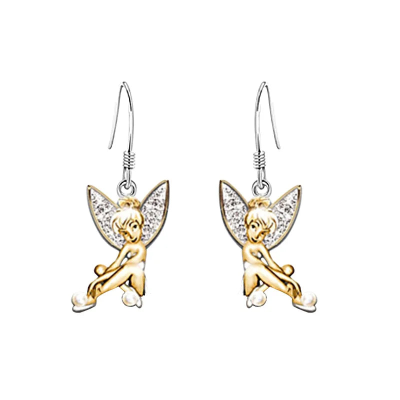 Boucles d'oreilles pendantes ange fée cristal petite elfe danseuse pour femme fille bijoux de mode accessoires de banquet et de fête