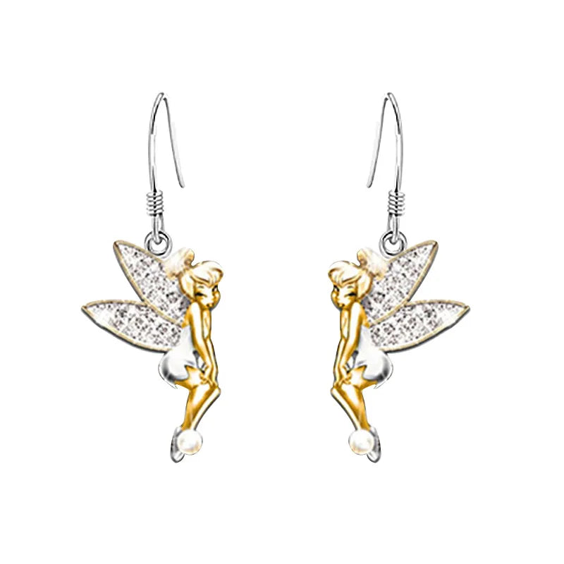 Boucles d'oreilles pendantes ange fée cristal petite elfe danseuse pour femme fille bijoux de mode accessoires de banquet et de fête