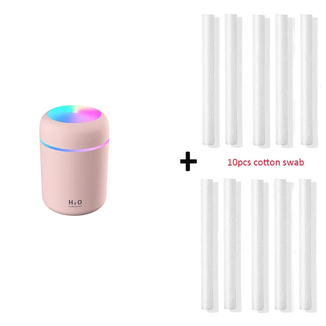 300ml Portable USB Ultrasonic Humidifier, Dazzle Cup Aroma Diffuser, Cool Mist Humidifier and Air Purifier with Romantic Light