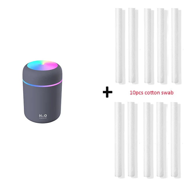 300ml Portable USB Ultrasonic Humidifier, Dazzle Cup Aroma Diffuser, Cool Mist Humidifier and Air Purifier with Romantic Light