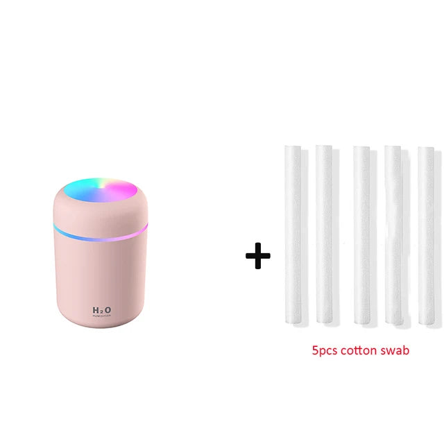 300ml Portable USB Ultrasonic Humidifier, Dazzle Cup Aroma Diffuser, Cool Mist Humidifier and Air Purifier with Romantic Light