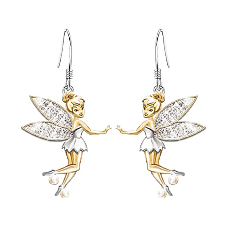 Boucles d'oreilles pendantes ange fée cristal petite elfe danseuse pour femme fille bijoux de mode accessoires de banquet et de fête