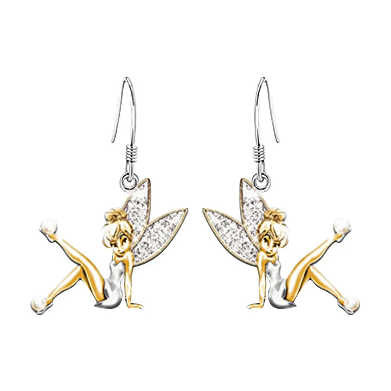 Boucles d'oreilles pendantes ange fée cristal petite elfe danseuse pour femme fille bijoux de mode accessoires de banquet et de fête