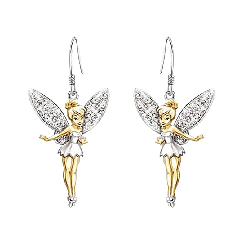 Boucles d'oreilles pendantes ange fée cristal petite elfe danseuse pour femme fille bijoux de mode accessoires de banquet et de fête
