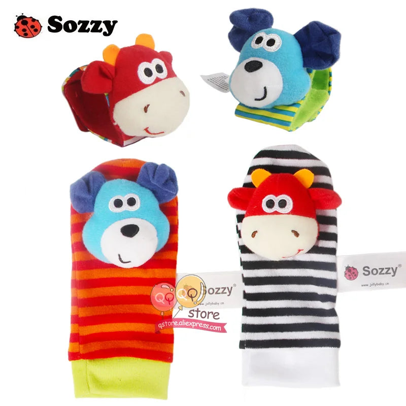 13.97/16.30 USD Hochets Sozzy pour bébé, jouets en peluche douce, lot de 4