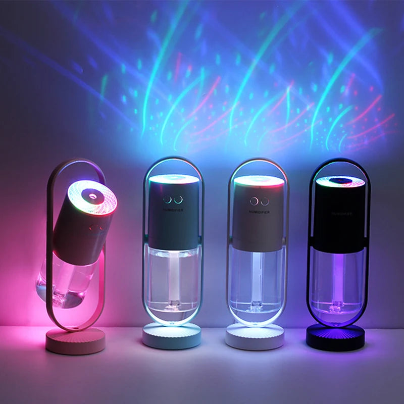 Mini USB Humidifier Nightlight with Projector and Colorful Lamp for Bedroom