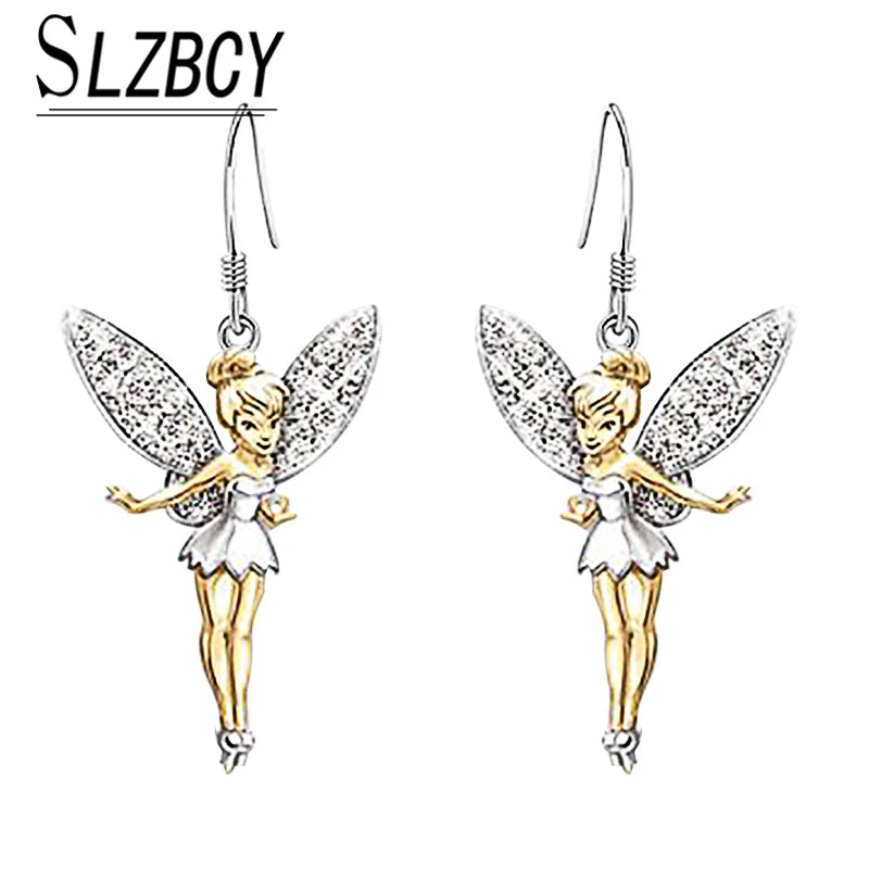 Boucles d'oreilles pendantes ange fée cristal petite elfe danseuse pour femme fille bijoux de mode accessoires de banquet et de fête