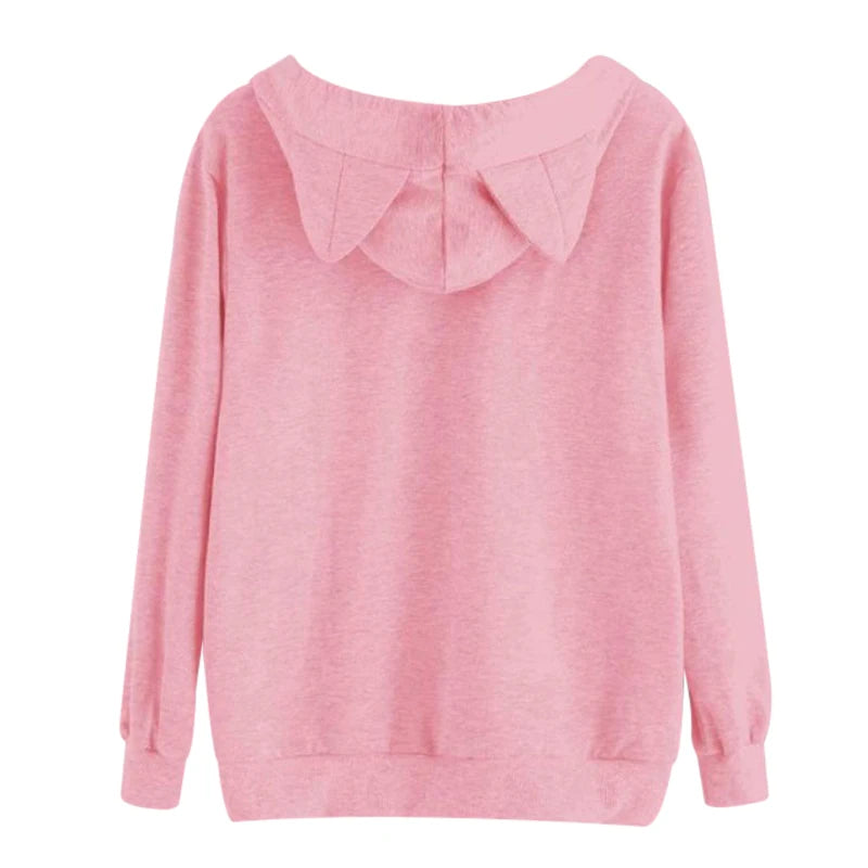 29.10 USD Sweat à capuche femme Kawaii rose hiver motif chat manches longues Moletom
