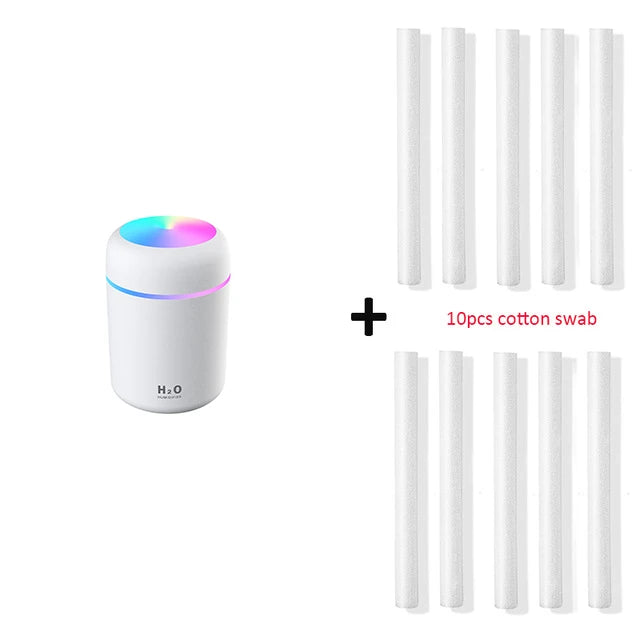 300ml Portable USB Ultrasonic Humidifier, Dazzle Cup Aroma Diffuser, Cool Mist Humidifier and Air Purifier with Romantic Light