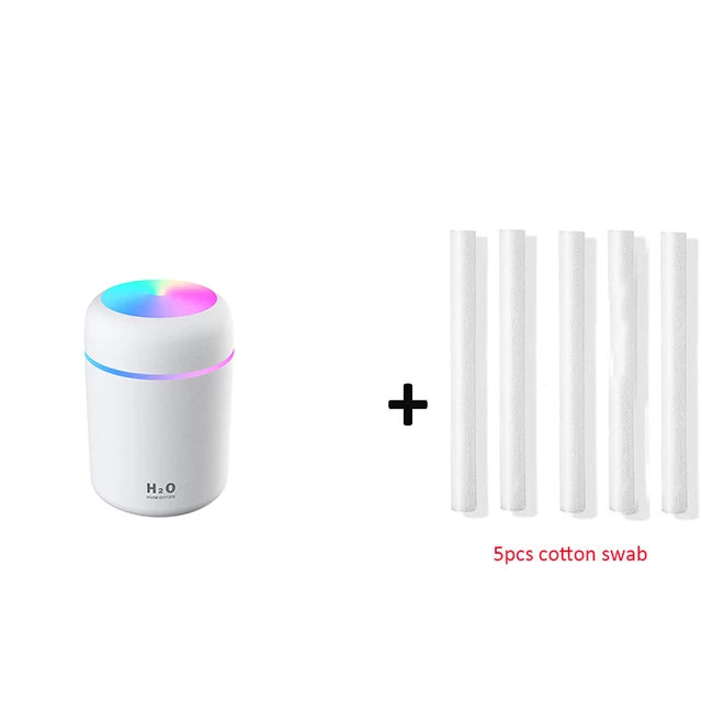 300ml Portable USB Ultrasonic Humidifier, Dazzle Cup Aroma Diffuser, Cool Mist Humidifier and Air Purifier with Romantic Light