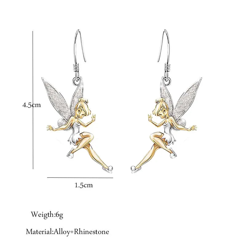 Boucles d'oreilles pendantes ange fée cristal petite elfe danseuse pour femme fille bijoux de mode accessoires de banquet et de fête