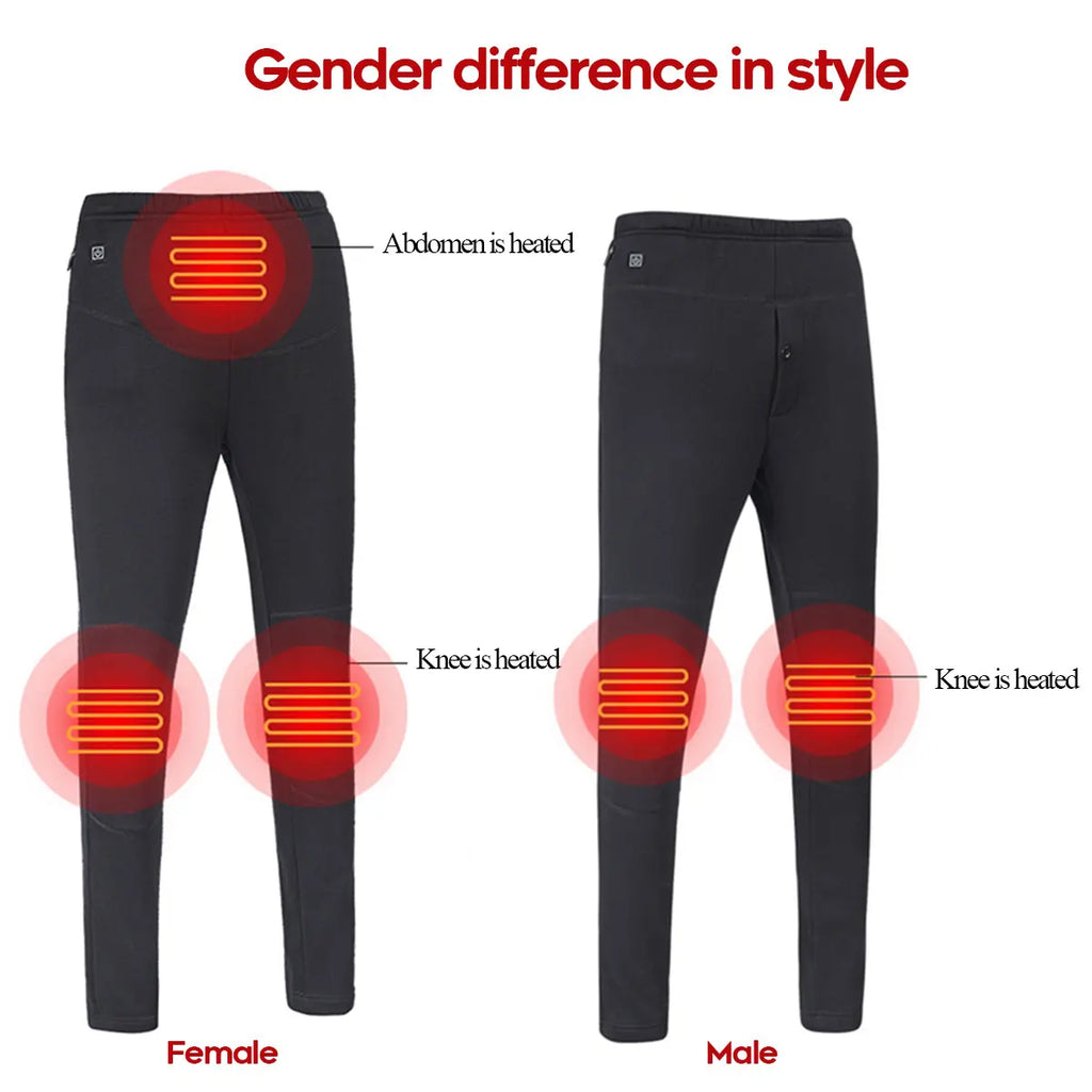 Pantalon chauffant d'hiver pour femme et homme, idéal pour la randonnée, le ski et les activités de plein air. Ce pantalon mince, rechargeable par USB, est également très pratique.